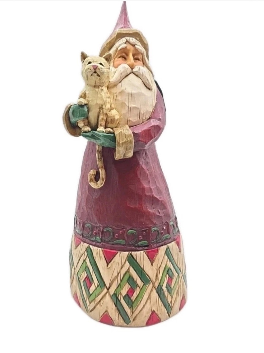 Jim Shore Heartwood Creek Santa with Cat Figurine-2002-EUC-#105167